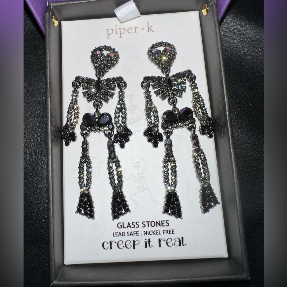 Piper K Black Skeleton Earrings